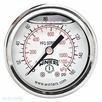 WINTERS K4539 Pressure Gauge 2 Dial Size Silver, 491F71