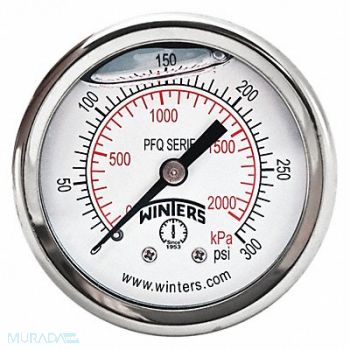 WINTERS K4539 Pressure Gauge 2 Dial Size Silver, 491F72