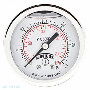 WINTERS K4540 Pressure Gauge 2 Dial Size Silver, 491F75