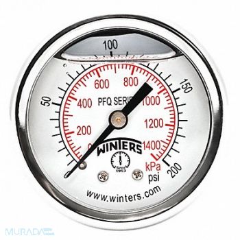 WINTERS K4540 Pressure Gauge 2 Dial Size Silver, 491F79