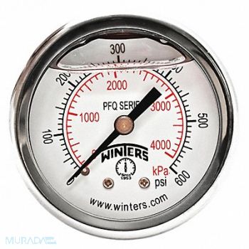 WINTERS K4540 Pressure Gauge 2 Dial Size Silver, 491F81