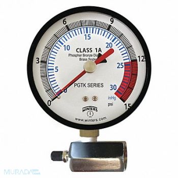 WINTERS K4558 Pressure Gauge 4 Dial Size Black, 491G24