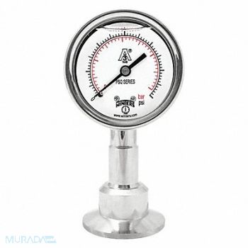 WINTERS Pressure Gauge 2-1/2 Dial Size Silver, 491G26