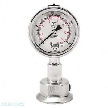 WINTERS Pressure Gauge 2-1/2 Dial Size Silver, 491G27