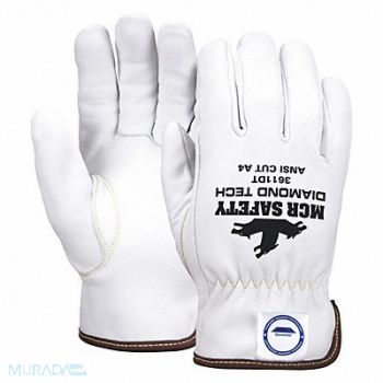 MCR SAFETY J7530 Leather Gloves White 2XL PR, 491R53