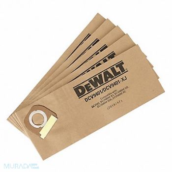 DEWALT Vacuum Bag Paper 2-Ply Reusable PK5, 492P14