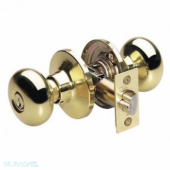 MASTER LOCK Knob Lockset Biscuit Style Polished Brss, 492V54