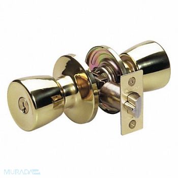 MASTER LOCK Knob Lockset Tulip Style Polished Brass, 492V76