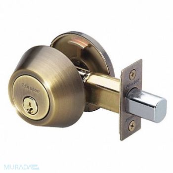 MASTER LOCK Deadbolt Antique Brass Single Cylinder, 492V19