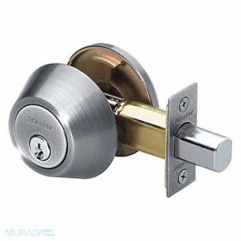 MASTER LOCK Deadbolt Satin Nickel Single Cylinder, 492V91