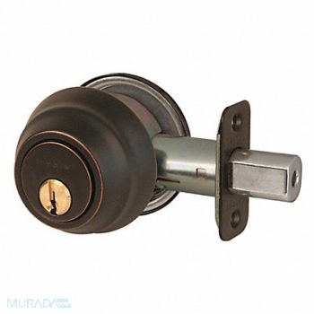 MASTER LOCK Deadbolt Aged Bronze Single Cylinder, 492W79
