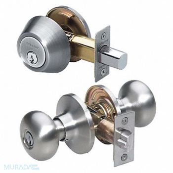 MASTER LOCK Knob Lockset Biscuit Style Satin Nickel, 492W02