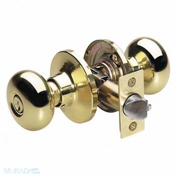 MASTER LOCK Knob Lockset Biscuit Style Polished Brss, 492V56
