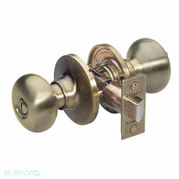 MASTER LOCK Knob Lockset Biscuit Style Antique Brass, 492V59