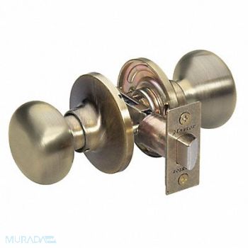 MASTER LOCK Knob Lockset Biscuit Style Antique Brass, 492V60