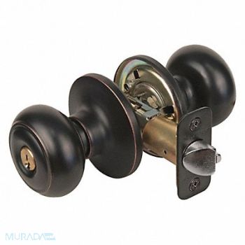 MASTER LOCK Knob Lockset Rusk Style Aged Bronze, 492W26