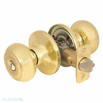 MASTER LOCK Knob Lockset Rusk Style Polished Brass, 492W37