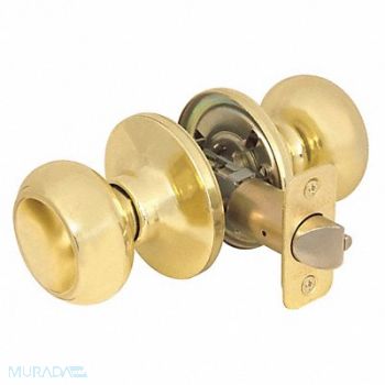 MASTER LOCK Knob Lockset Rusk Style Polished Brass, 492W41