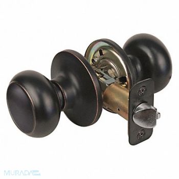 MASTER LOCK Knob Lockset Rusk Style Aged Bronze, 492W43