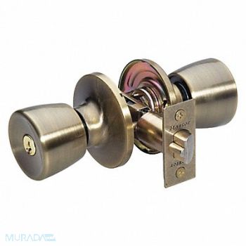 MASTER LOCK Knob Lockset Tulip Style Antique Brass, 492W55