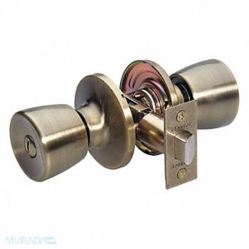 MASTER LOCK Knob Lockset Tulip Style Antique Brass, 492W56