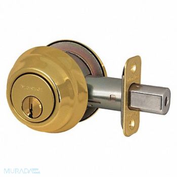 MASTER LOCK Deadbolt Polished Brass Double Cylinder, 492W82