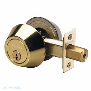 MASTER LOCK Deadbolt Bright Brass Single Cylinder, 492W93