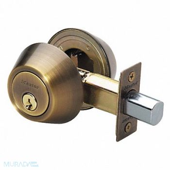 MASTER LOCK Deadbolt Antique Brass Double Cylinder, 492W95