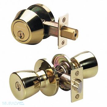 MASTER LOCK Knob Lockset Tulip Style Polished Brass, 492X05