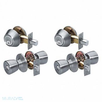 MASTER LOCK Knob Lockset Tulip Style Satin Nickel, 492X09