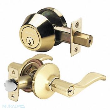 MASTER LOCK Lever Lockset Polished Brass Wave Style, 492X12