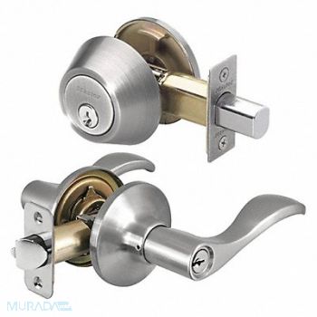 MASTER LOCK Lever Lockset Satin Nickel Wave Style, 492X15