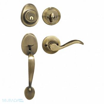 MASTER LOCK Lever Lockset Antique Brass Wave Style, 492X32