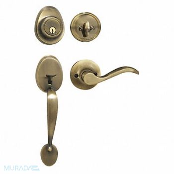MASTER LOCK Lever Lockset Antique Brass Wave Style, 492X46