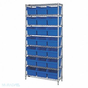 QUANTUM STORAGE SYSTEMS Bin Shlvng 36inx74inx12in Blue, 493G21