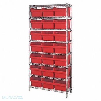 QUANTUM STORAGE SYSTEMS K6944 Bin Shlvng 36inx74inx24in Red, 493G54