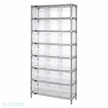 QUANTUM STORAGE SYSTEMS Bin Shlvng 36inx74inx18in Clear, 493G39