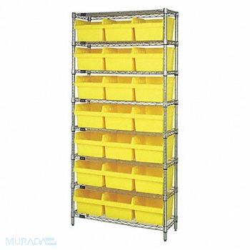 QUANTUM STORAGE SYSTEMS Bin Shlvng 36inx74inx18in Yellow, 493G40