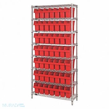 QUANTUM STORAGE SYSTEMS Bin Shlvng 36inx74inx18in Red, 493G42