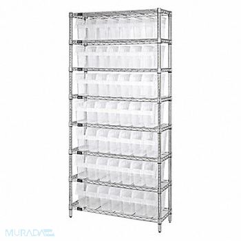 QUANTUM STORAGE SYSTEMS Bin Shlvng 36inx74inx12in Clear, 493G27
