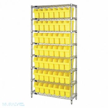 QUANTUM STORAGE SYSTEMS Bin Shlvng 36inx74inx12in Yellow, 493G28