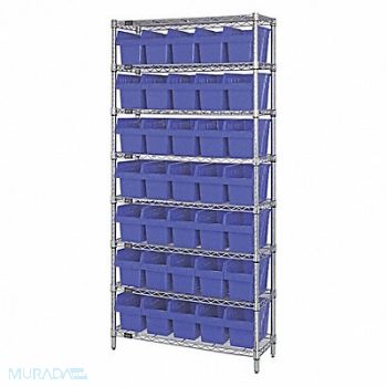 QUANTUM STORAGE SYSTEMS Bin Shlvng 36inx74inx18in Blue, 493G45