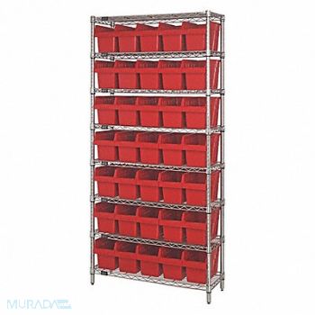 QUANTUM STORAGE SYSTEMS Bin Shlvng 36inx74inx12in Red, 493G30
