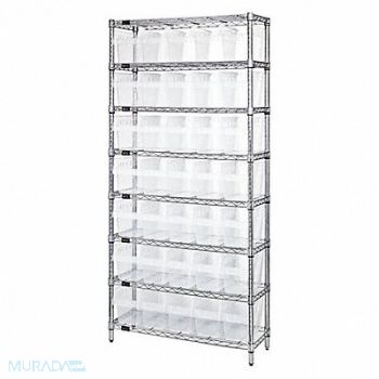QUANTUM STORAGE SYSTEMS Bin Shlvng 36inx74inx18in Clear, 493G47