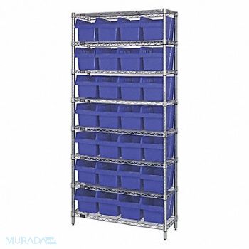 QUANTUM STORAGE SYSTEMS Bin Shlvng 36inx74inx12in Blue, 493G33