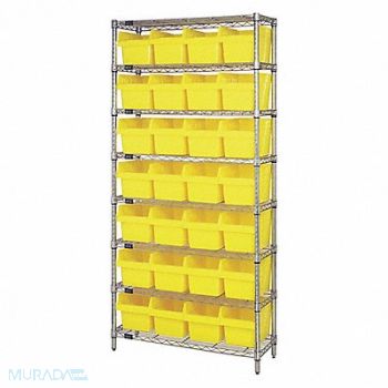 QUANTUM STORAGE SYSTEMS Bin Shlvng 36inx74inx12in Yellow, 493G36