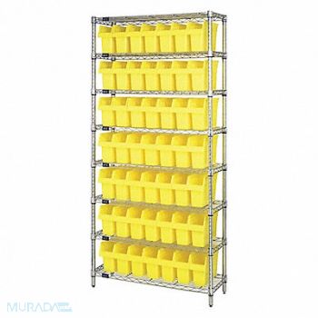 QUANTUM STORAGE SYSTEMS Bin Shlvng 36inx74inx18in Yellow, 493G44
