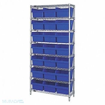 QUANTUM STORAGE SYSTEMS Bin Shlvng 36inx74inx24in Blue, 493G53