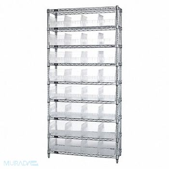 QUANTUM STORAGE SYSTEMS Bin Shlvng 36inx74inx12in Clear, 493G66