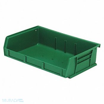 QUANTUM STORAGE SYSTEMS K4956 Hang and Stack Bin Green PP 3 in, 493G75